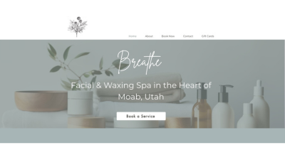 Breathe Skin Care website screenshot